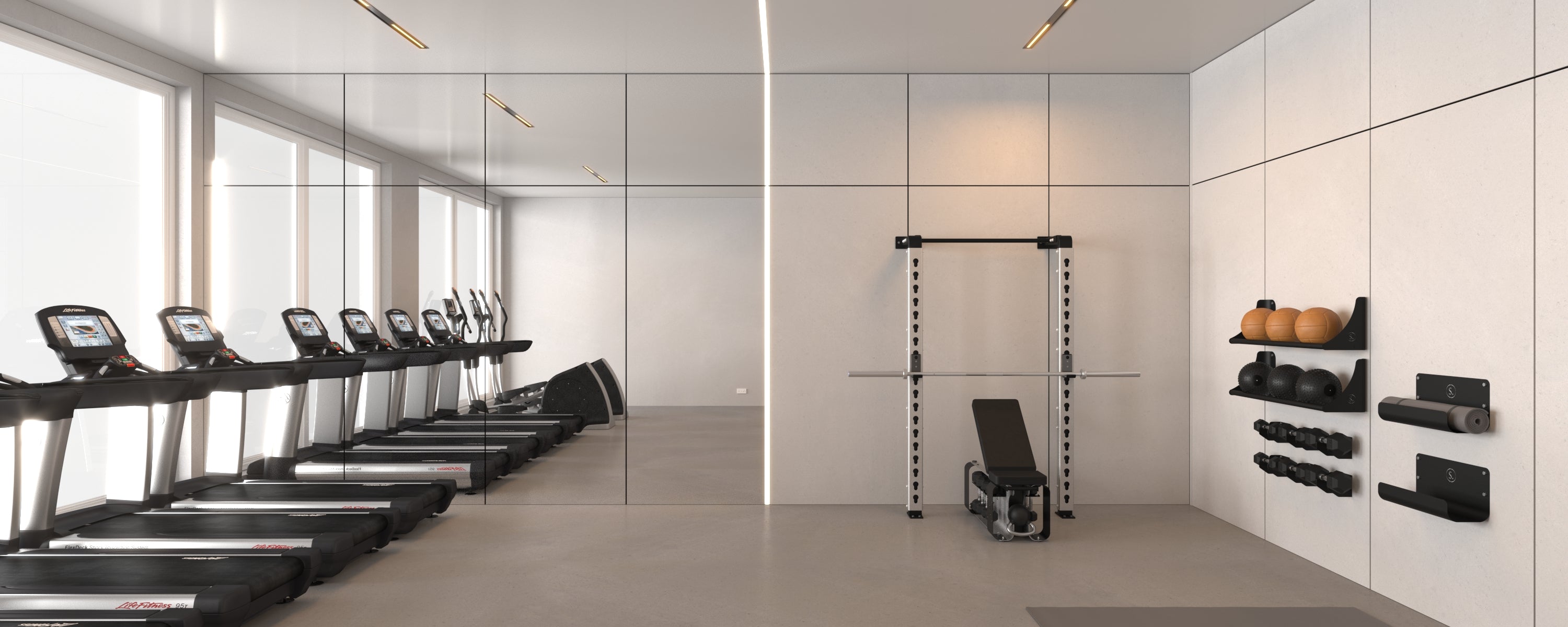 Concrete Floor and Walls in a Open Gym Space